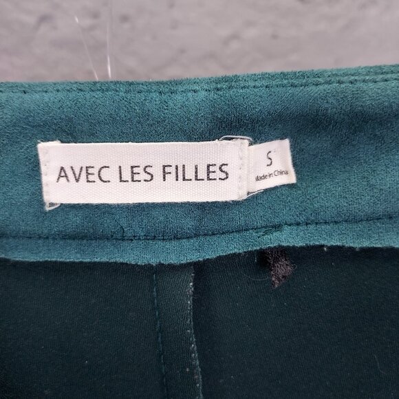 Anthropologie Avec Les Filles Pants Small Arden Slim Faux Suede Green Zip Ankle - Picture 10 of 16